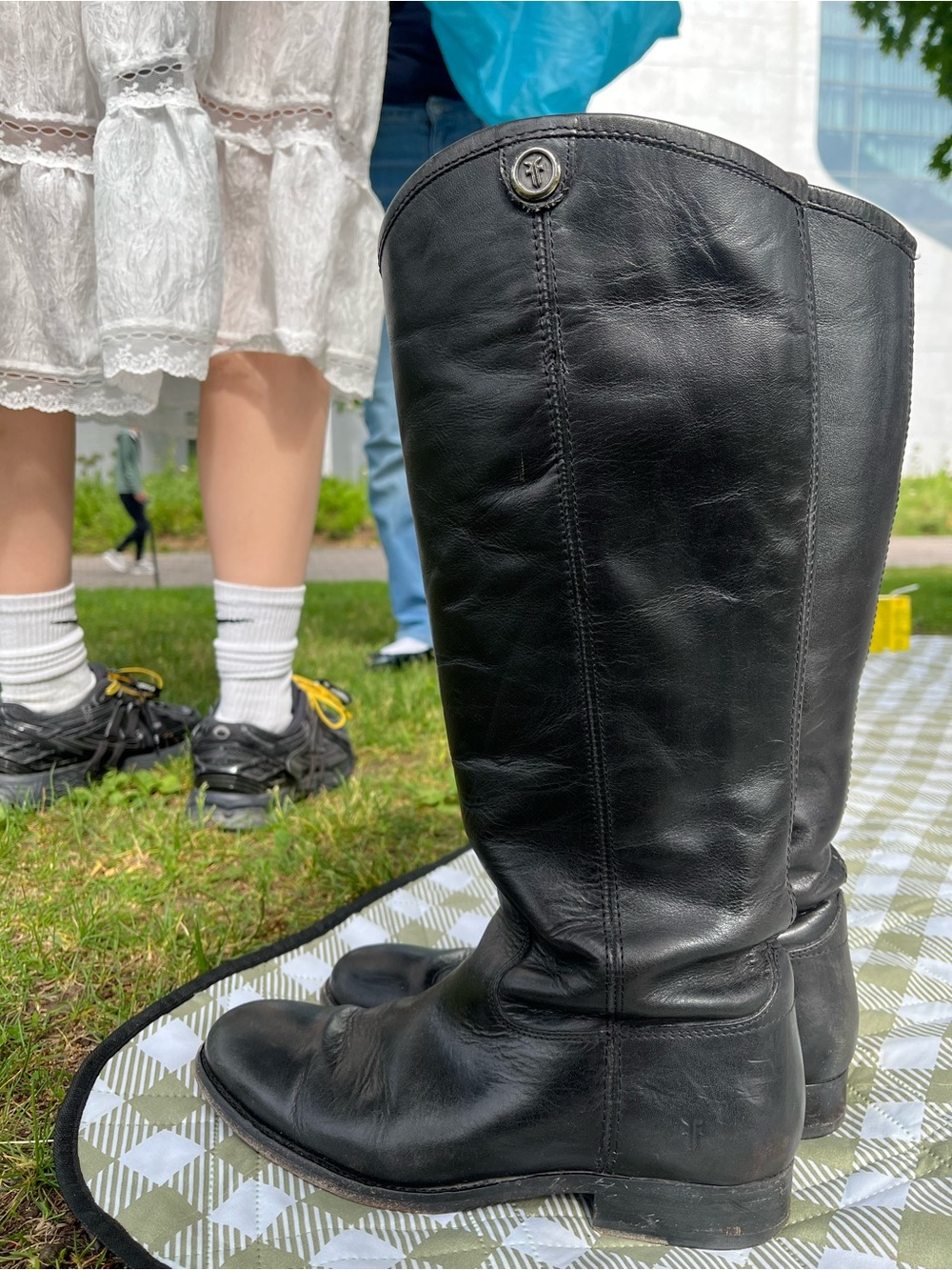 Frye Melissa Boots Black Leather Tall Riding Boots
